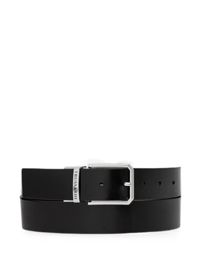 Trussardi Logo-engraved Buckle Belt In Black