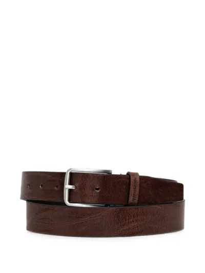 Trussardi Logo-engraved Buckle-fastening Belt In Brown