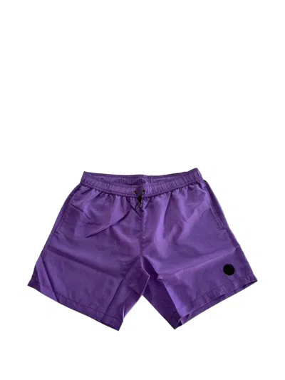 Trussardi Logo-patch Drawstring Swim Shorts In Purple