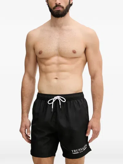 Trussardi Logo-print Drawstring Swim Shorts In Black