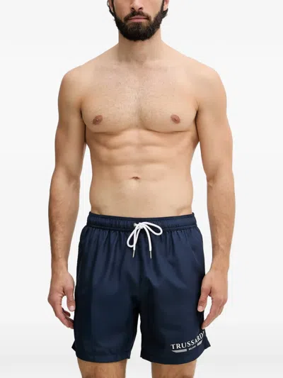 Trussardi Logo-print Drawstring Swim Shorts In Blau
