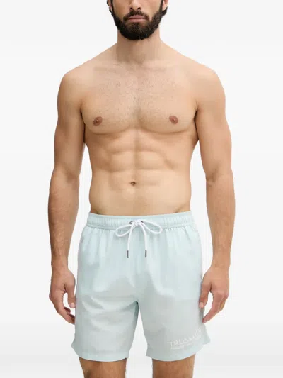 Trussardi Logo-print Drawstring Swim Shorts In Blue