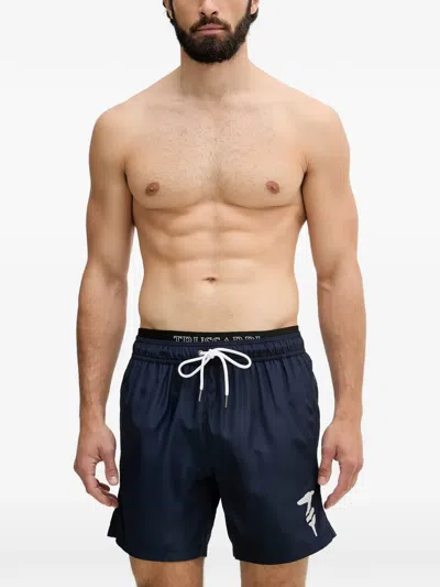 Trussardi Logo-print Drawstring Swim Shorts In Black