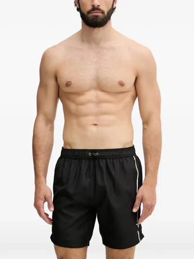 Trussardi Logo-print Drawstring Swim Shorts In Black