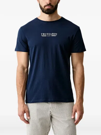 Trussardi Logo-print Short-sleeve T-shirt In Blue