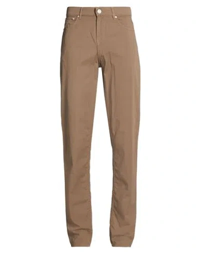 Trussardi Man Pants Khaki Size 28 Cotton, Elastane In Brown