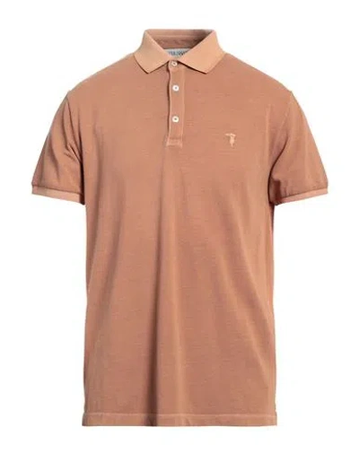 Trussardi Man Polo Shirt Camel Size 3xl Cotton In Beige