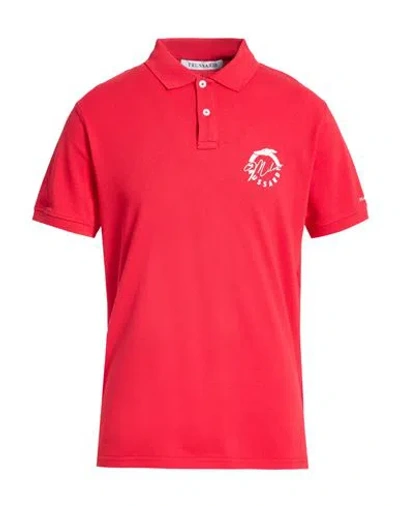 Trussardi Man Polo Shirt Red Size L Cotton