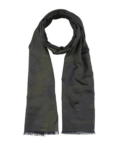Trussardi Man Scarf Military Green Size - Cotton, Silk