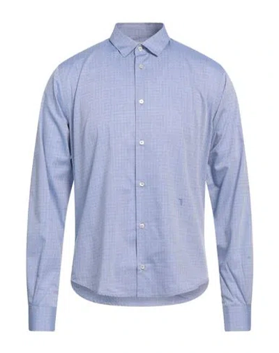 Trussardi Man Shirt Sky Blue Size 15 Cotton