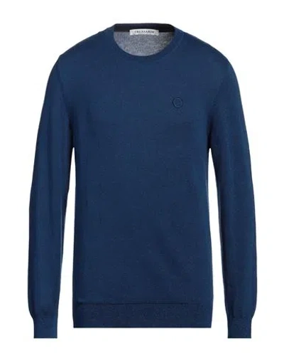 Trussardi Man Sweater Blue Size 3xl Cotton In Black