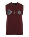 Trussardi Man Sweater Burgundy Size L Virgin Wool In Red