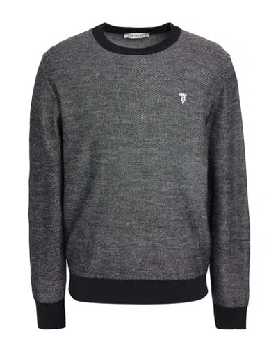 Trussardi Man Sweater Midnight Blue Size Xxl Acrylic, Viscose, Virgin Wool In Black