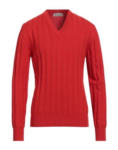 Trussardi Man Sweater Tomato Red Size Xxl Cotton