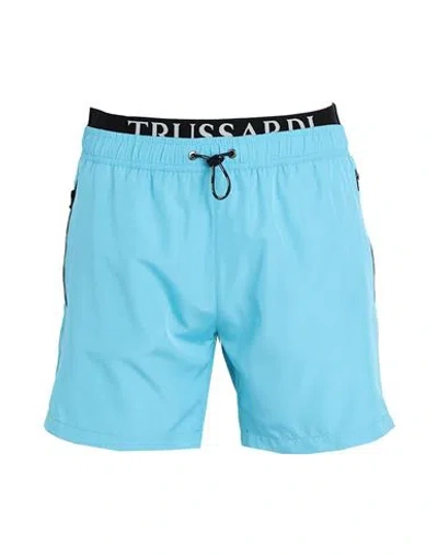 Trussardi Man Swim Trunks Sky Blue Size Xxl Polyester