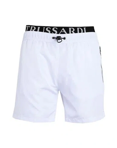 Trussardi Man Swim Trunks White Size Xxl Polyester