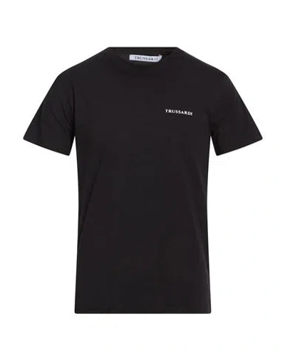 Trussardi Man T-shirt Black Size Xxl Cotton, Elastane In Blue