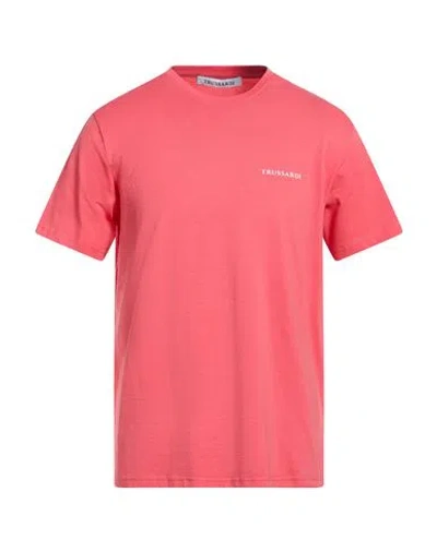 Trussardi Man T-shirt Coral Size Xl Cotton, Elastane In Red