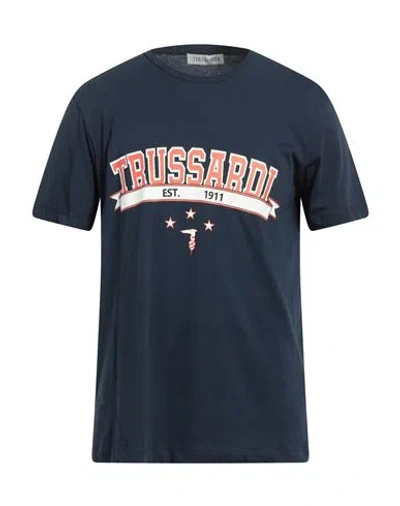 Trussardi Man T-shirt Midnight Blue Size L Cotton In Blue