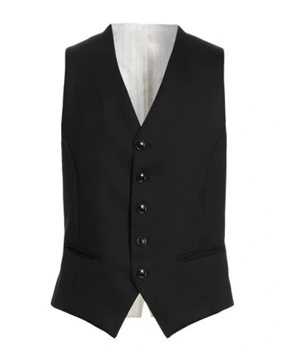 Trussardi Man Tailored Vest Black Size 44 Wool, Elastane