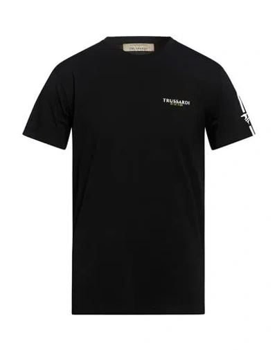 Trussardi Man T-shirt Black Size Xxl Cotton, Elastane