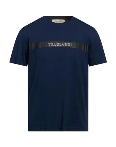 Trussardi Man T-shirt Navy Size Xxl Cotton In Blue