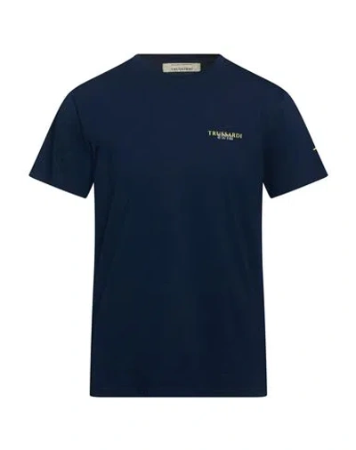 Trussardi Man T-shirt Navy Size Xxl Cotton, Elastane In Blue