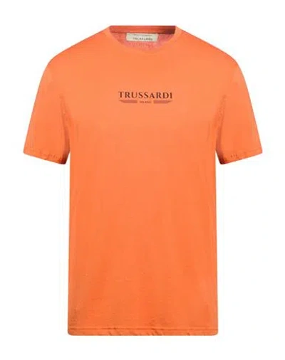 Trussardi Man T-shirt Orange Size Xl Cotton