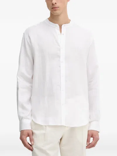 Trussardi Mandarin-collar Long-sleeve Shirt In White