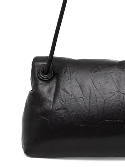 Trussardi Medium Orbita Crinkled-finish Shoulder Bag In Black