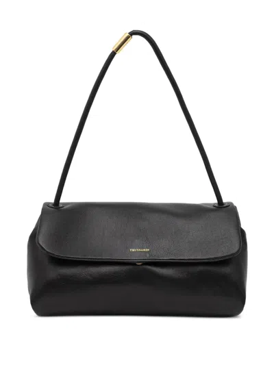 Trussardi Medium Orbita Flap Shoulder Bag In Black