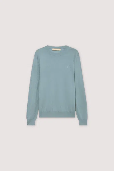 Trussardi Men's Crew Neckline Dark Sky In Green