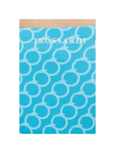 Trussardi Monogram-print Ring-detail Bikini Bottoms In Blue