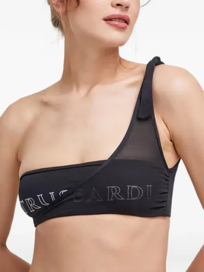 Trussardi One-shoulder Bikini Top In Black
