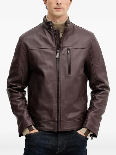 Trussardi Padded Biker Jacket In Brown