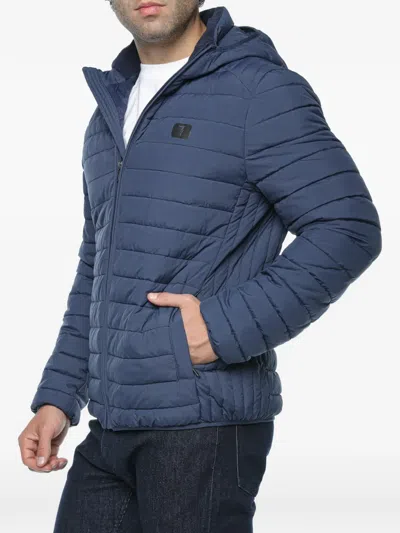 Trussardi Padded Hooded Jacket In Blue