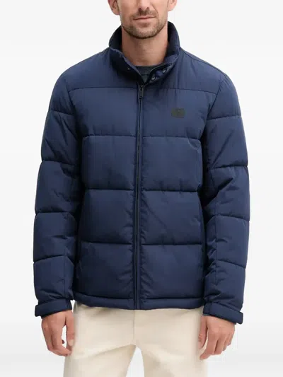 Trussardi Padded Logo-patch Jacket In Blue