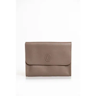 Trussardi Logo-patch Pebbled Clutch Bag In Pink