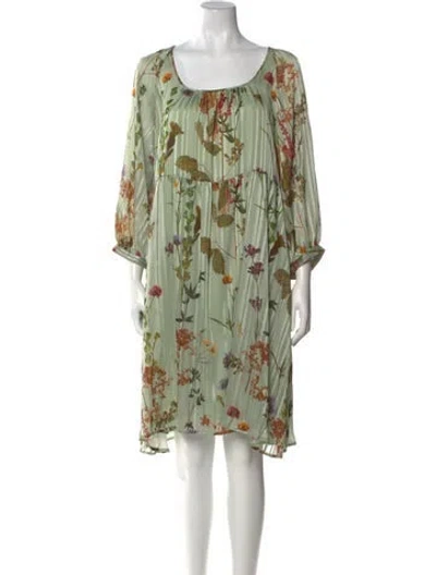 Pre-owned Trussardi Printed Knee-length Dress W/ Tags In Green