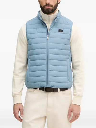 Trussardi Quilted Logo-patch Gilet In Blue