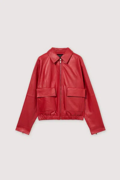 Trussardi Red Woman Leather Jacket In Multi