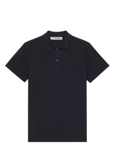 Trussardi Regular Polo-piquet In Black
