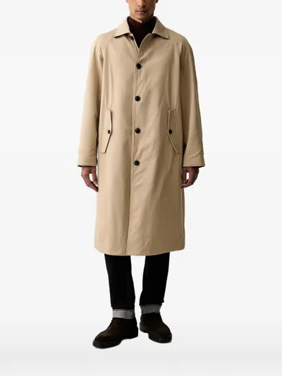 Trussardi Reversible Herringbone-pattern Coat In Brown