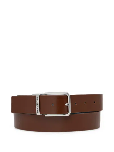 Trussardi Reversible Logo-engraved Belt In Brown
