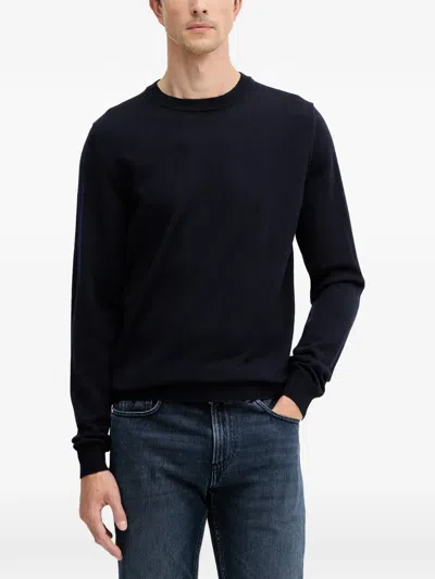 Trussardi Round-neck Knitted Sweater In Black