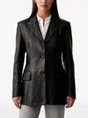 Trussardi Single-breasted Leather Jacket In Black