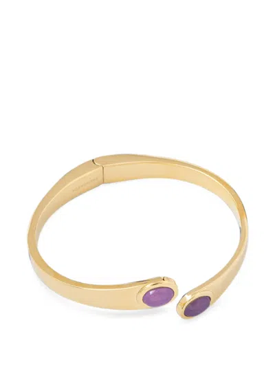 Trussardi Stone-embellished Cuff Bracelet In Gold