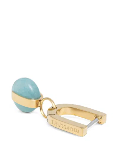 Trussardi Stone-pendant Hoop Earrings In Gold