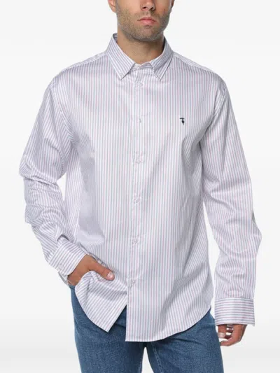 Trussardi Striped Button-down Shirt In Blue