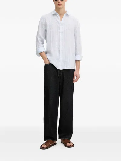 Trussardi Striped Linen Shirt In Multi